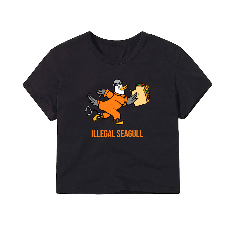 California Kids Collection | The Illegal Seagull - Women's Crop - Black | Eco-Friendly, Sustainable Kids Apparel