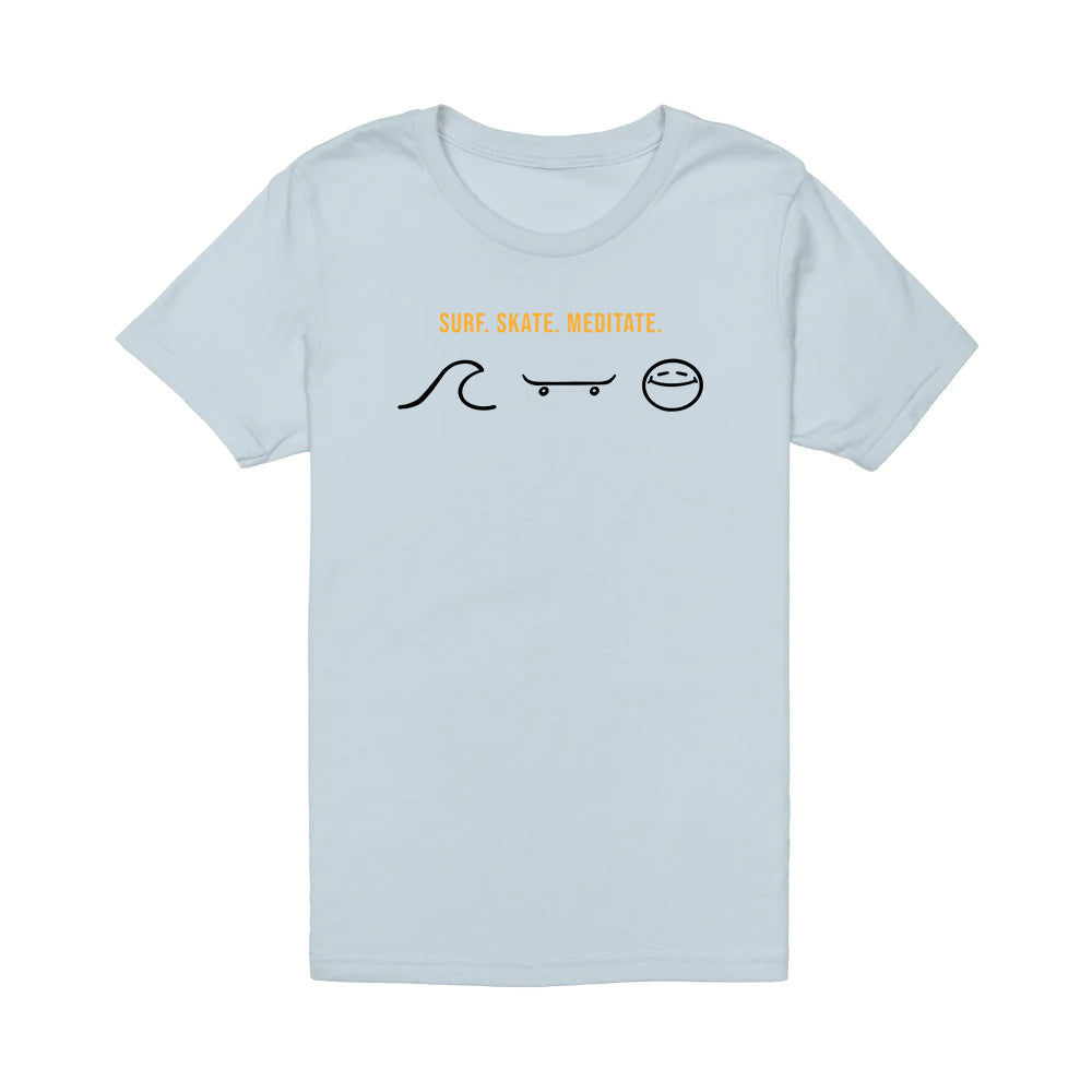 California Kids Collection | Surf Skate Meditate - Toddler - Blue | Eco-Friendly, Sustainable Kids Apparel