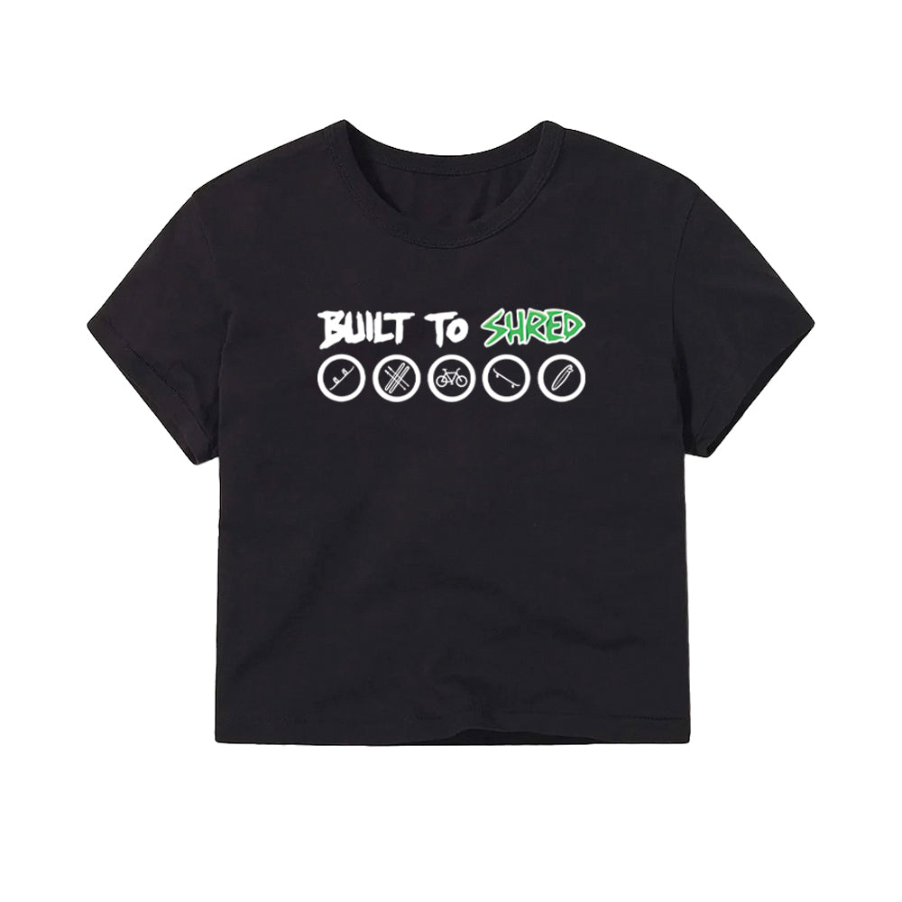 California Kids Collection | Built To Shred - Women's Crop - Black | Eco-Friendly, Sustainable Kids Apparel